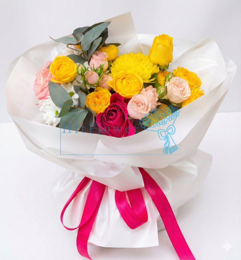 Букет цветов из: Розы и Хризантемы